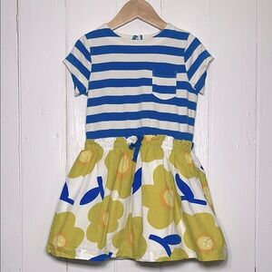 MINI BODEN Striped Floral Lined Elastic Waist Shirt Dress